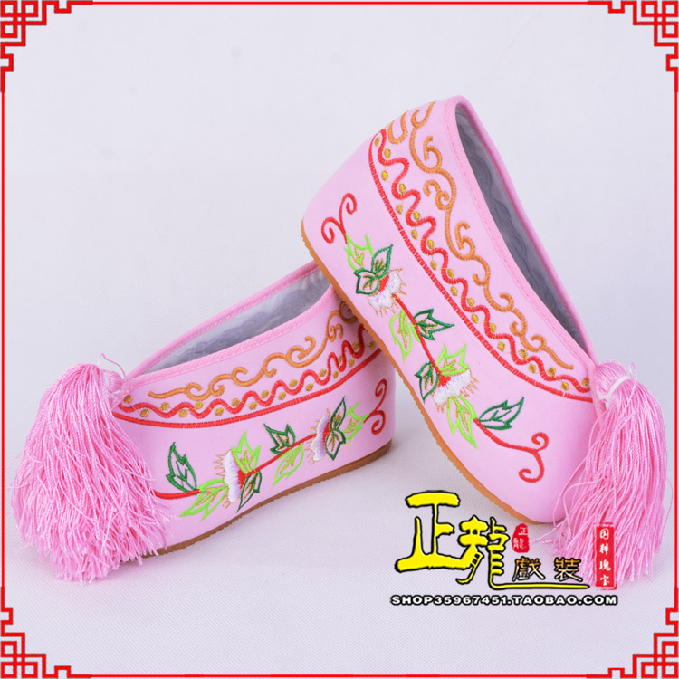 恩平花旦鞋女绣花彩鞋 舒适款草花内高彩鞋