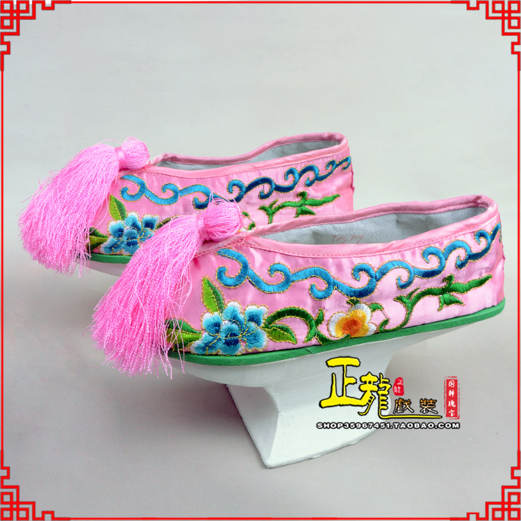 恩平京越剧戏鞋花盆底清朝皇后贵妃宫女花盆底 旗鞋