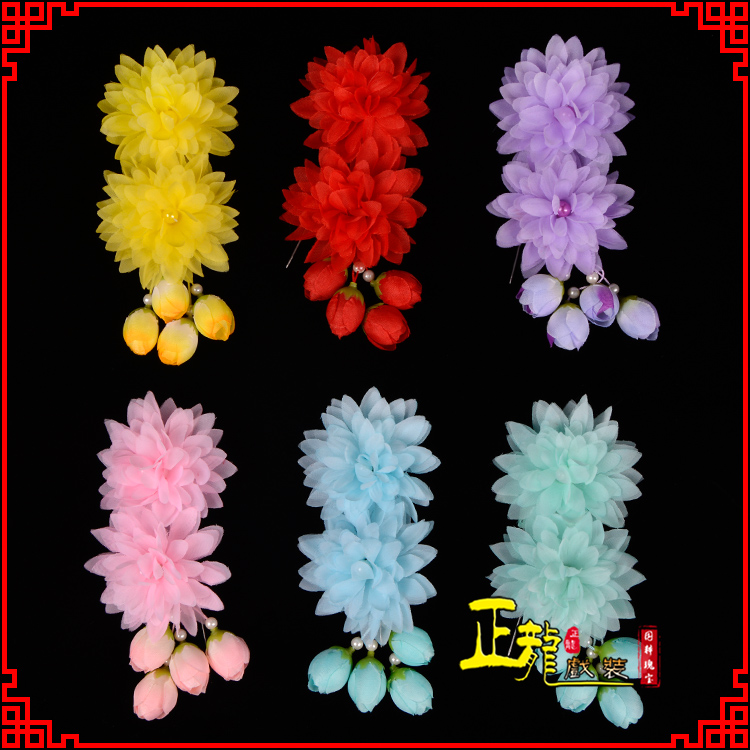恩平头饰化妆包头小姐鬓花头饰戏服头饰 纱兰花